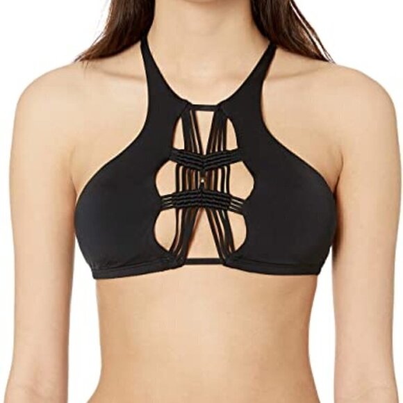 Dolce Vita Women's Solid Macrame High Neck Bikini Top - Picture 1 of 3